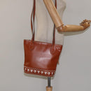 SAINT LAURENT Shoulder Bag Leather Brown Gold Auth am8218-20