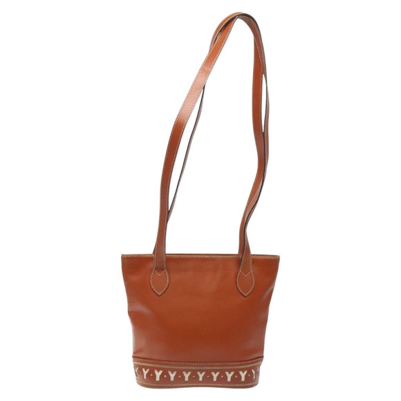 SAINT LAURENT Shoulder Bag Leather Brown Gold Auth am8218