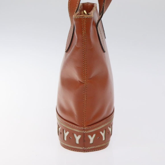 SAINT LAURENT Umhängetasche Leder Braun Gold Auth am8218