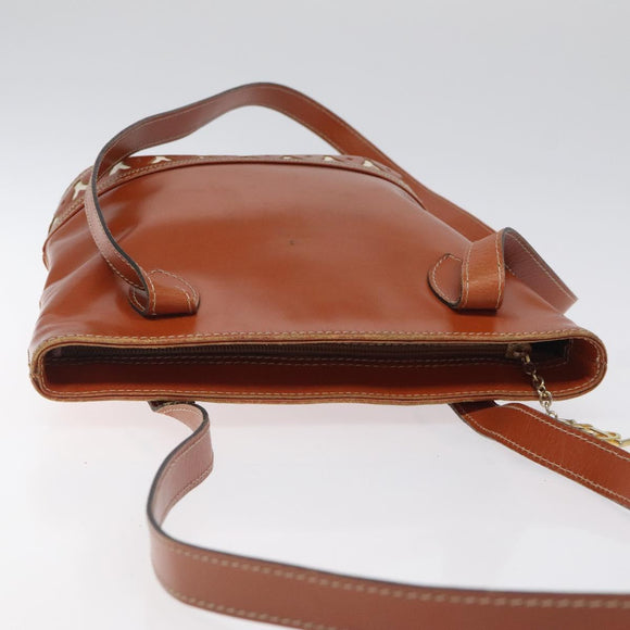 SAINT LAURENT Shoulder Bag Leather Brown Gold Auth am8218