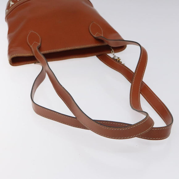 SAINT LAURENT Shoulder Bag Leather Brown Gold Auth am8218