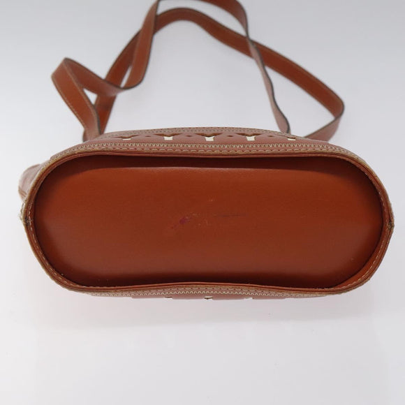 SAINT LAURENT Shoulder Bag Leather Brown Gold Auth am8218