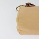 Chloe Chain Shoulder Bag Leather Beige Gold Auth am8219-15