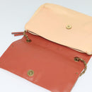 Chloe Chain Shoulder Bag Leather Beige Gold Auth am8219-10