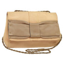 Chloe Chain Shoulder Bag Leather Beige Gold Auth am8219-1