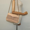 Chloe Chain Shoulder Bag Leather Beige Gold Auth am8219-21