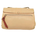 Chloe Chain Shoulder Bag Leather Beige Gold Auth am8219-2
