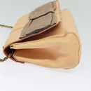 Chloe Chain Shoulder Bag Leather Beige Gold Auth am8219-3