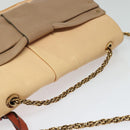 Chloe Chain Shoulder Bag Leather Beige Gold Auth am8219-6