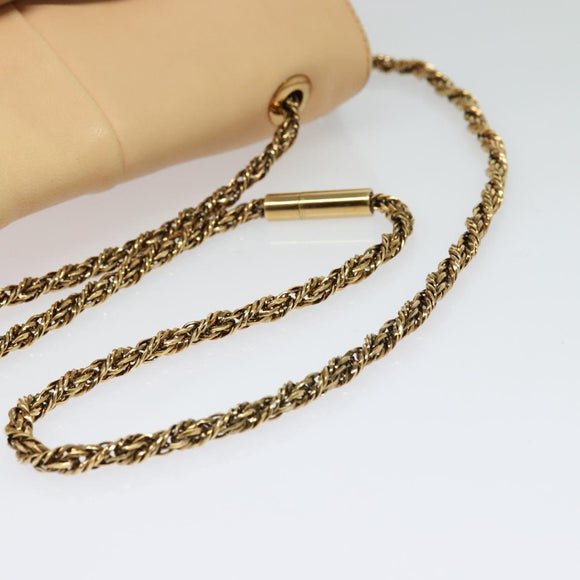 Chloe Chain Shoulder Bag Leather Beige Gold Auth am8219