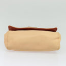 Chloe Chain Shoulder Bag Leather Beige Gold Auth am8219-5