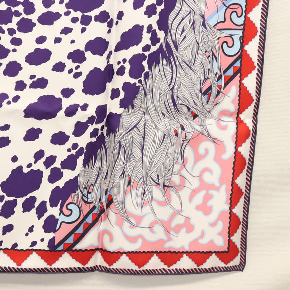 HERMES Carre 90 Scarf ""Appaloosa des Steppes"" Silk Purple Auth am8221