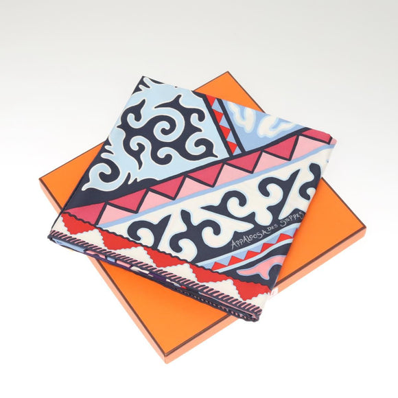 HERMES Carre 90 Scarf ""Appaloosa des Steppes"" Silk Purple Auth am8221