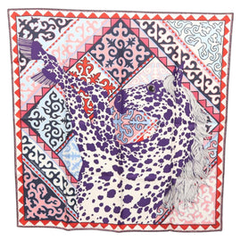 HERMES Carre 90 Scarf ""Appaloosa des Steppes"" Silk Purple Auth am8221