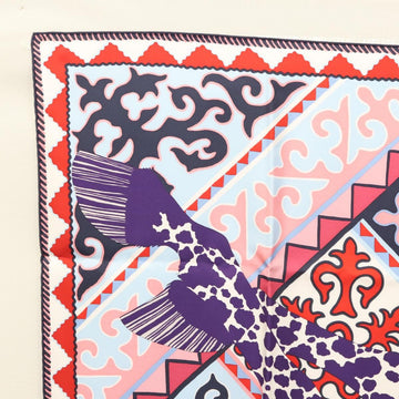 HERMES Carre 90 Scarf ""Appaloosa des Steppes"" Silk Purple Auth am8221 - 0