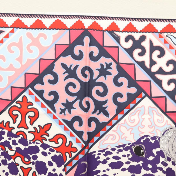 HERMES Carre 90 Scarf ""Appaloosa des Steppes"" Silk Purple Auth am8221