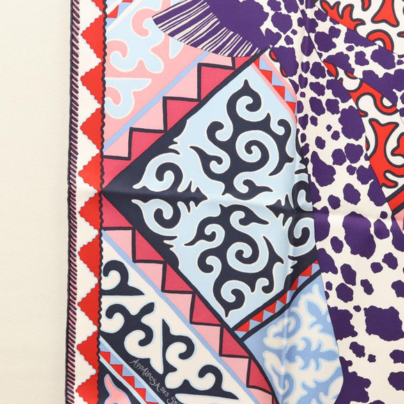 HERMES Carre 90 Scarf ""Appaloosa des Steppes"" Silk Purple Auth am8221