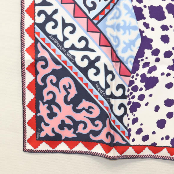 HERMES Carre 90 Scarf ""Appaloosa des Steppes"" Silk Purple Auth am8221