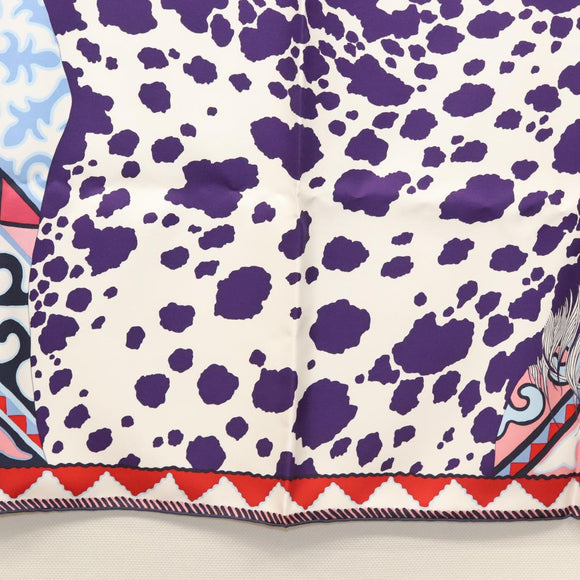 HERMES Carre 90 Scarf ""Appaloosa des Steppes"" Silk Purple Auth am8221