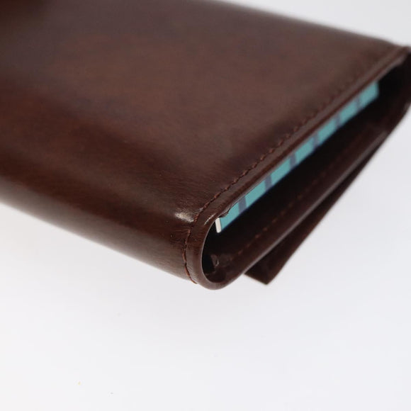 CARTIER Key Case Leather Silver Brown Auth am8224