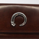 CARTIER Key Case Leather Silver Brown Auth am8224-17