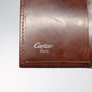 CARTIER Key Case Leather Silver Brown Auth am8224-18