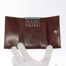 CARTIER Key Case Leather Silver Brown Auth am8224-8