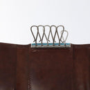 CARTIER Key Case Leather Silver Brown Auth am8224-10