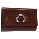 CARTIER Key Case Leather Silver Brown Auth am8224-1