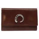 CARTIER Key Case Leather Silver Brown Auth am8224-13