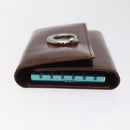 CARTIER Key Case Leather Silver Brown Auth am8224-4