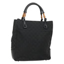GUCCI GG Canvas Bamboo Tote Bag Black 112530 Auth am8242-1