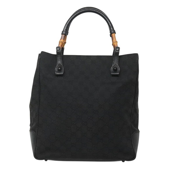 GUCCI GG Canvas Bamboo Tote Bag Black 112530 Auth am8242