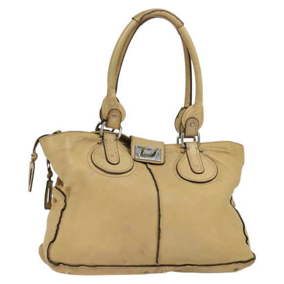 Chloe Paddington Tote Bag Leather Beige Auth am8249