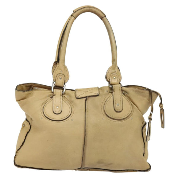 Chloe Paddington Tote Bag Leather Beige Auth am8249