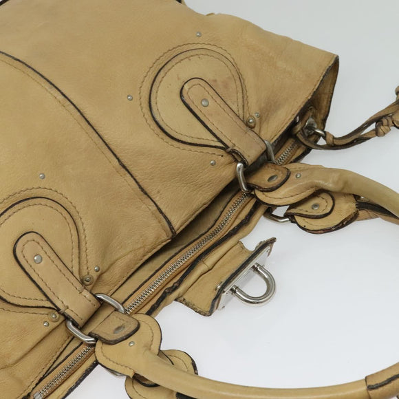 Chloe Paddington Tote Bag Leather Beige Auth am8249