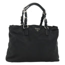 PRADA Tragetasche Nylon Schwarz Silber Auth am8250-1