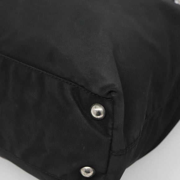 PRADA Tragetasche Nylon Schwarz Silber Auth am8250