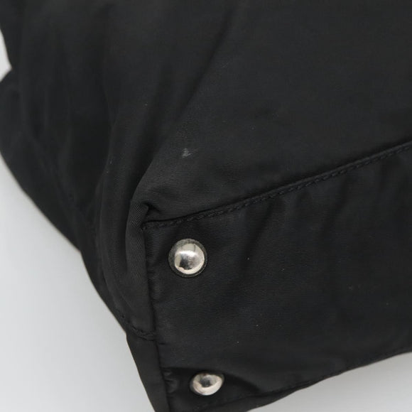 PRADA Tote Bag Nylon Black Silver Auth am8250
