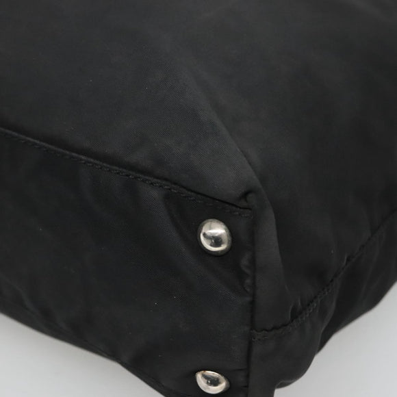 PRADA Tragetasche Nylon Schwarz Silber Auth am8250