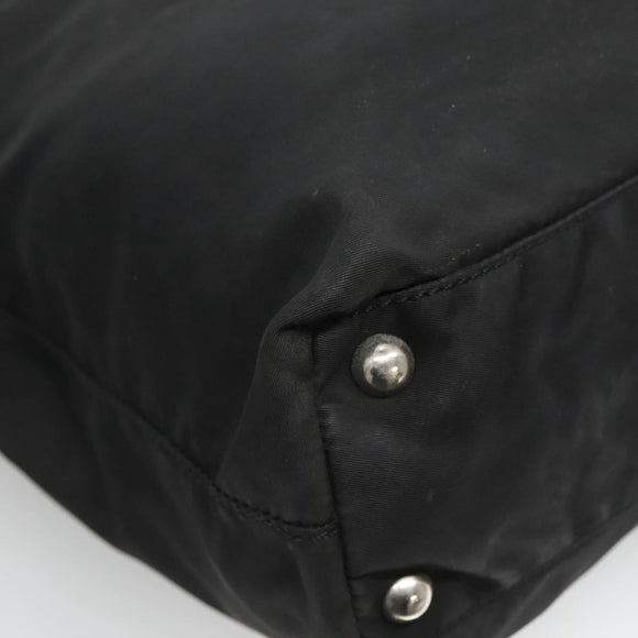 PRADA Tote Bag Nylon Black Silver Auth am8250