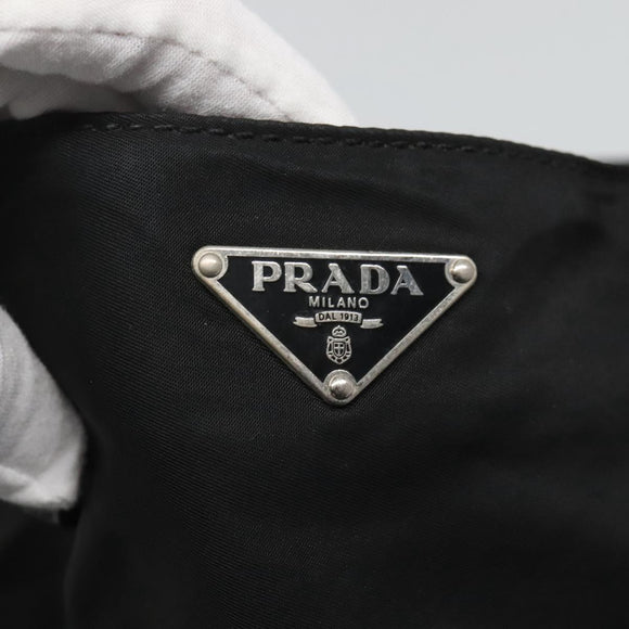 PRADA Tragetasche Nylon Schwarz Silber Auth am8250