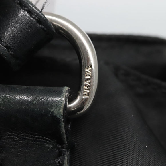 PRADA Tragetasche Nylon Schwarz Silber Auth am8250
