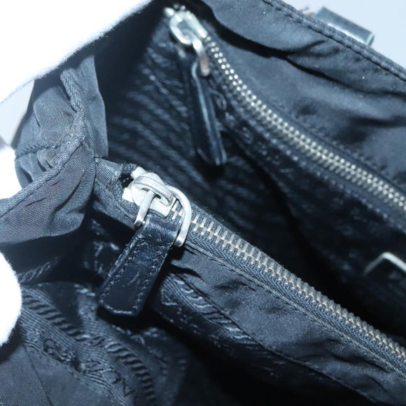 PRADA Tragetasche Nylon Schwarz Silber Auth am8250