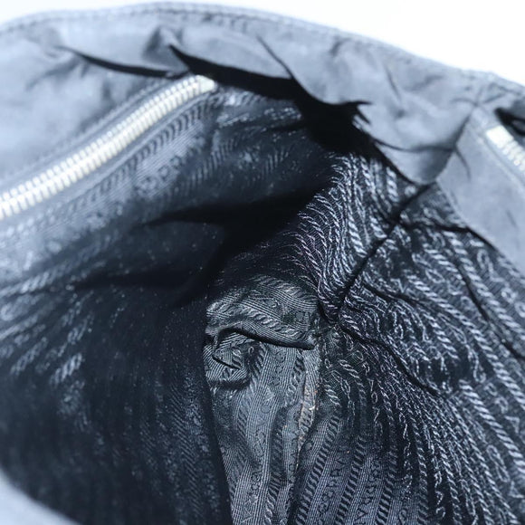 PRADA Tote Bag Nylon Black Silver Auth am8250
