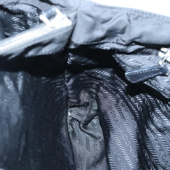 PRADA Tote Bag Nylon Black Silver Auth am8250