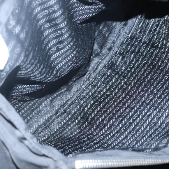 PRADA Tote Bag Nylon Black Silver Auth am8250