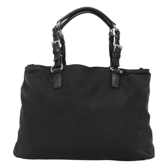 PRADA Tragetasche Nylon Schwarz Silber Auth am8250