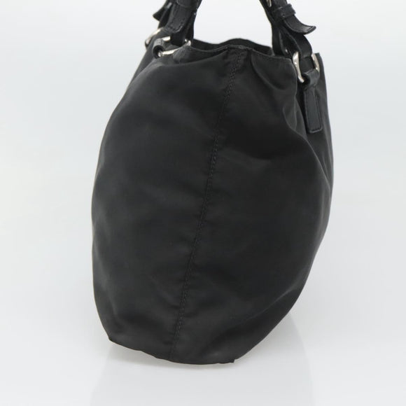PRADA Tote Bag Nylon Black Silver Auth am8250