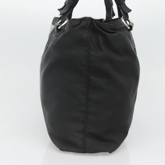 PRADA Tote Bag Nylon Black Silver Auth am8250